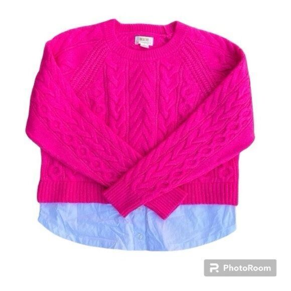 ✨Maeve Layered Cable Knit Hot Pink Sz Medium Sweater✨ - Picture 5 of 8